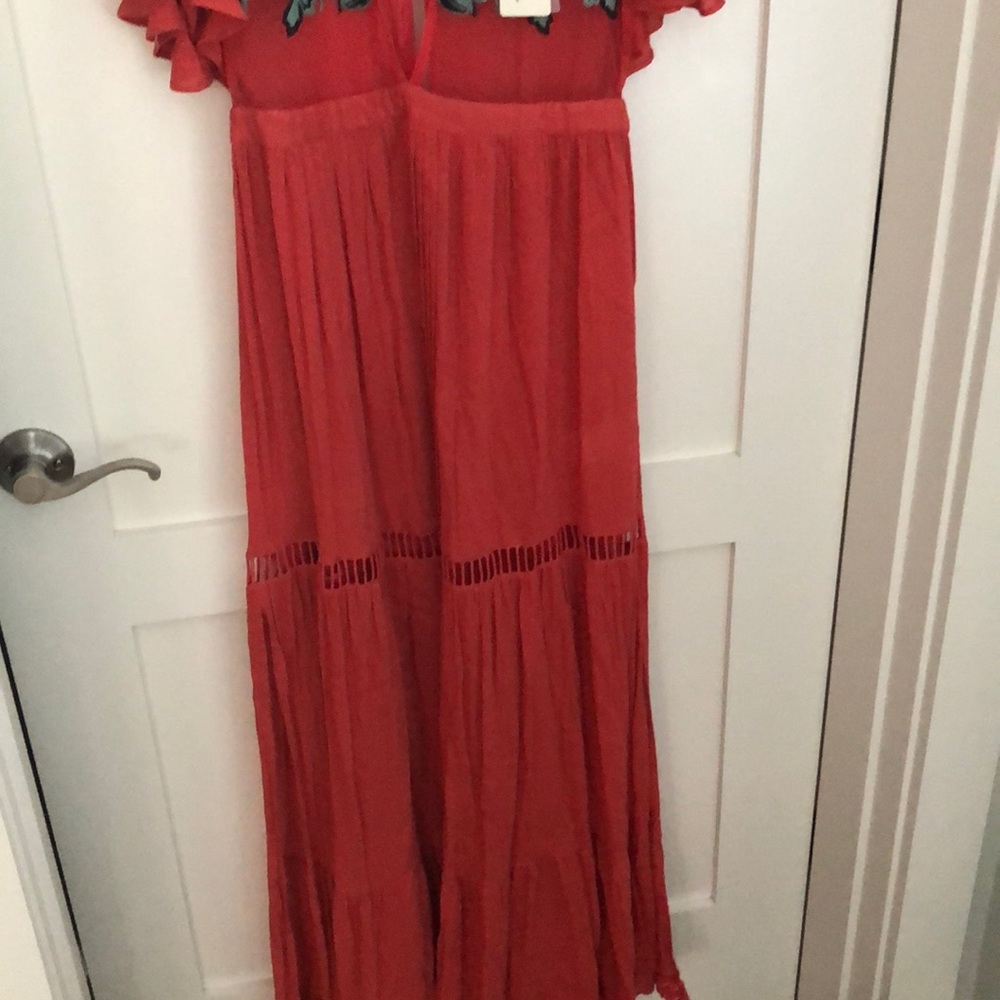 Cleobella Red Maxi Dress with Floral Embroidery - Picture 3 of 3